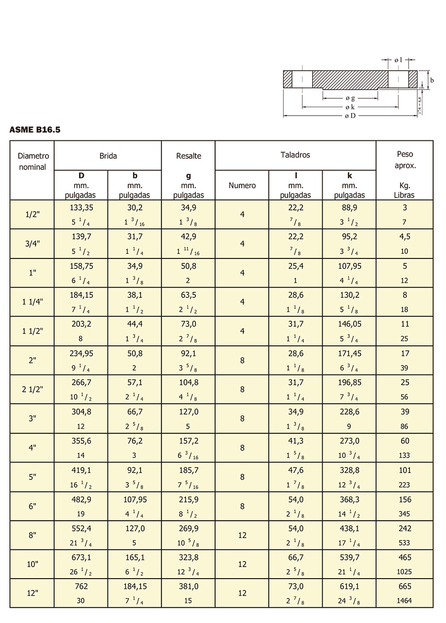 Bridas Ciegas especificaciones 6