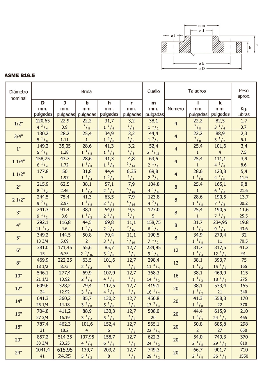 Bridas Lap Joint especificaciones 5