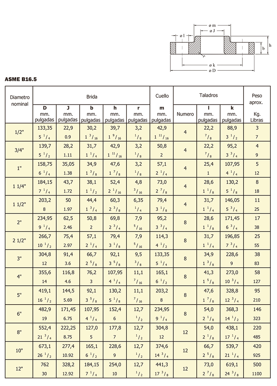 Bridas Lap Joint especificaciones 6